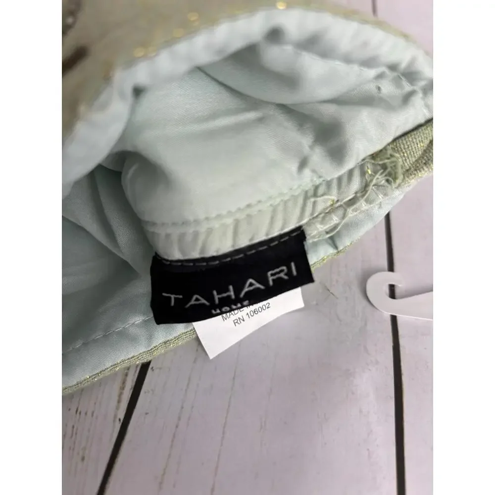 Tahari Home Sage Green Beaded Starburst Christmas Stocking Metallic‎ 22